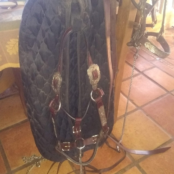 3 Leather Horse Show Halters with Silver Accents - Picture 4 of 8